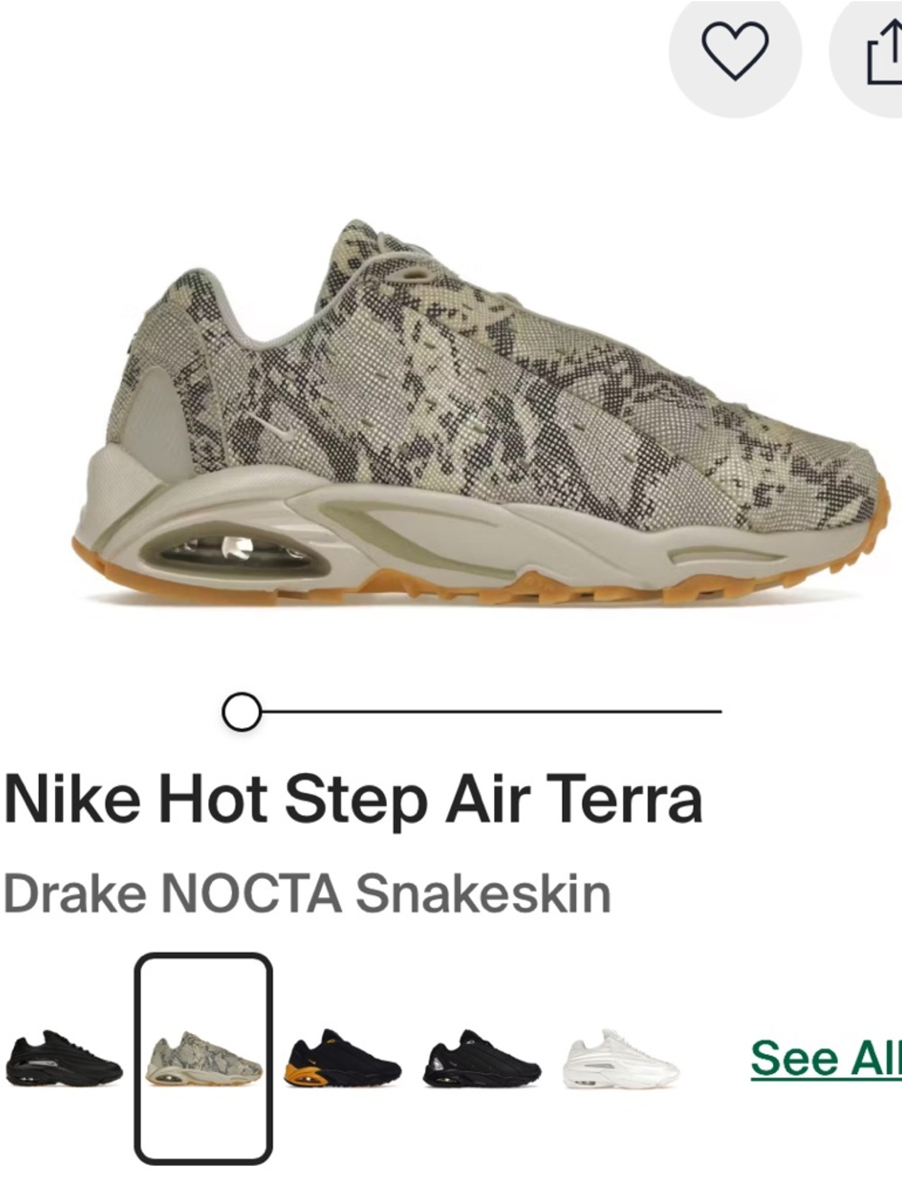 Nike Hot Step Air Terra NOCTA Snakeskin Sneakers - Olive/Gum